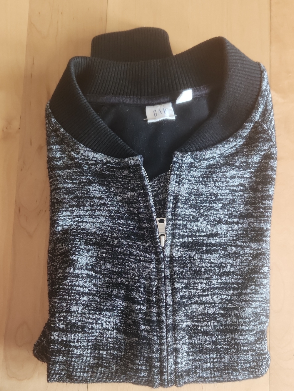 GAP Women's Black & Gray Marled Zip-Up Sweater sz S small